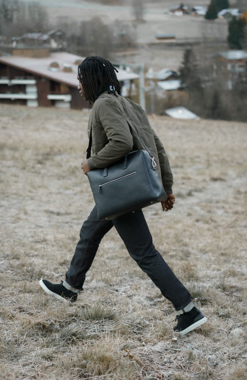 Le Compact Weekender - Léo et Violette #blue_pebbled_leather