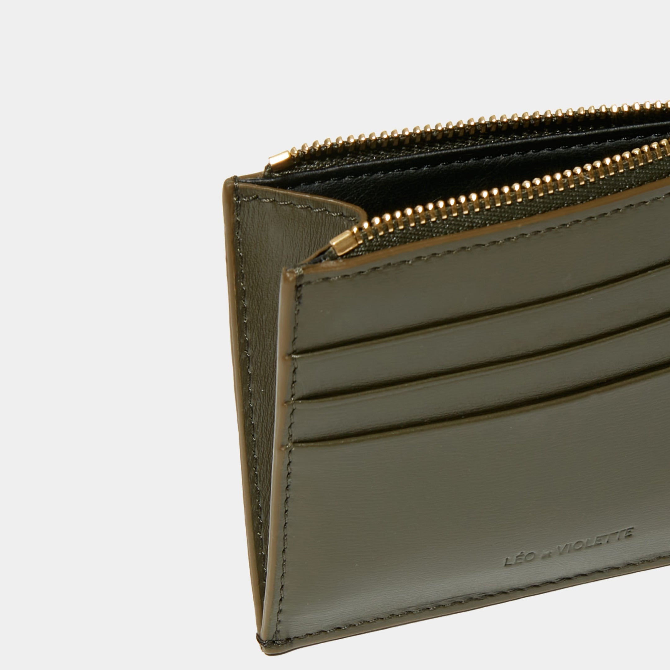 Le Porte-cartes ID Zippé - Léo et Violette #khaki_liege
