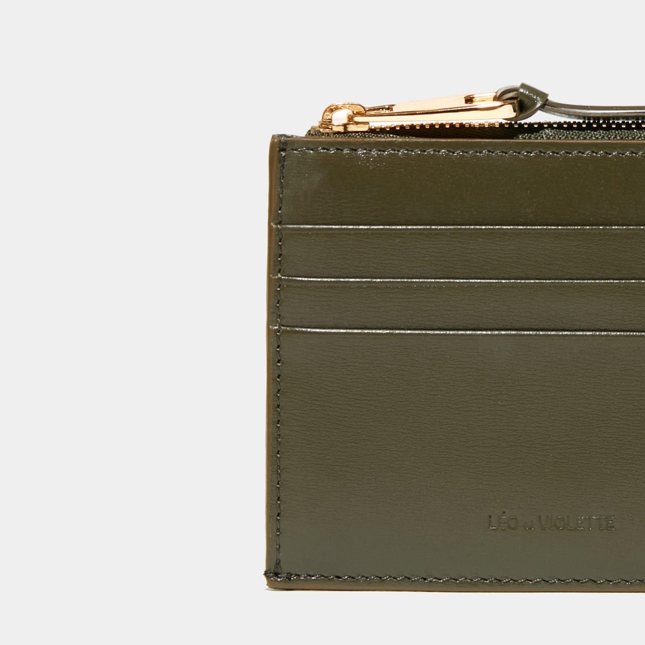 Le Porte-cartes ID Zippé - Léo et Violette #khaki_liege
