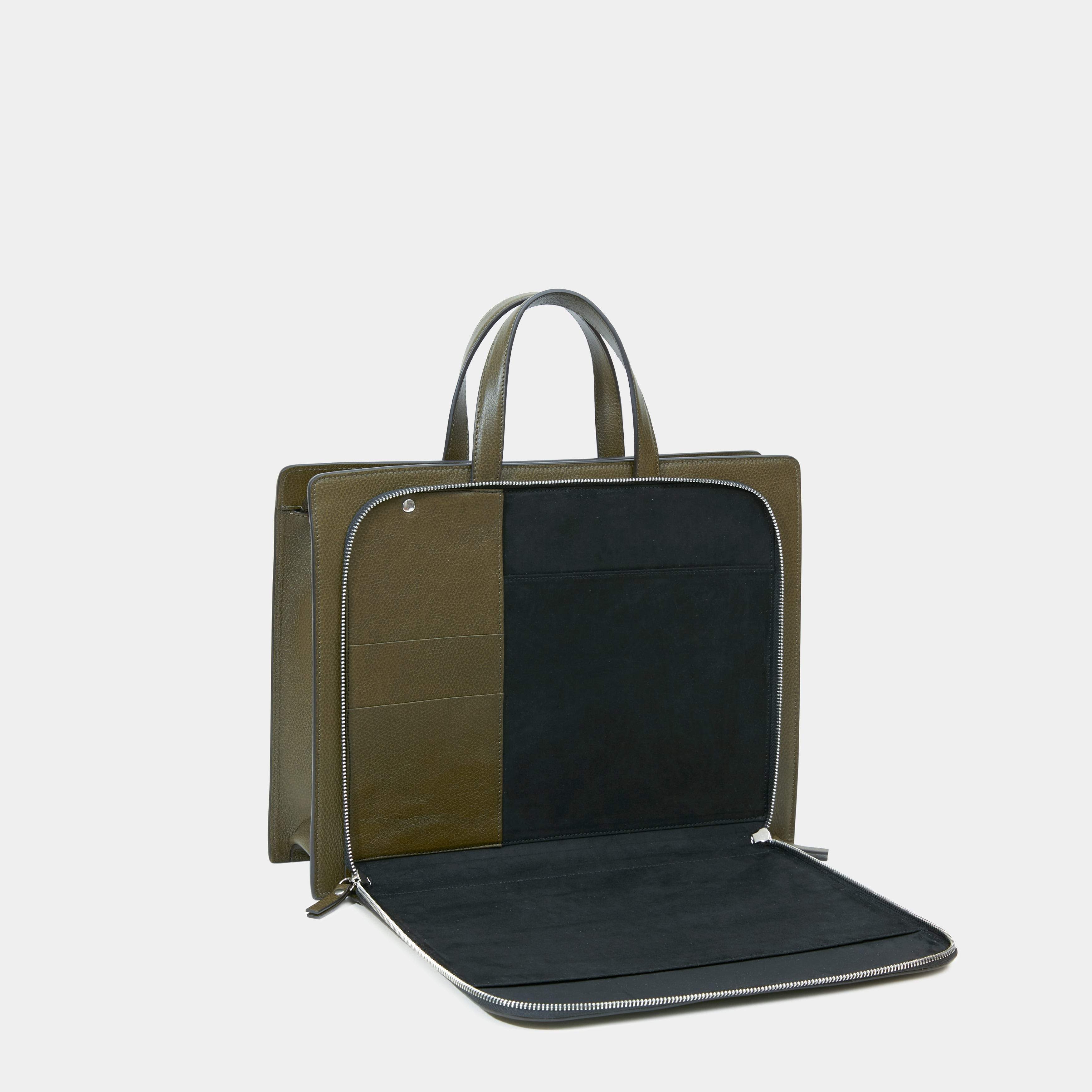 Le Nouveau Cartable - Léo et Violette #khaki_pebbled_leather