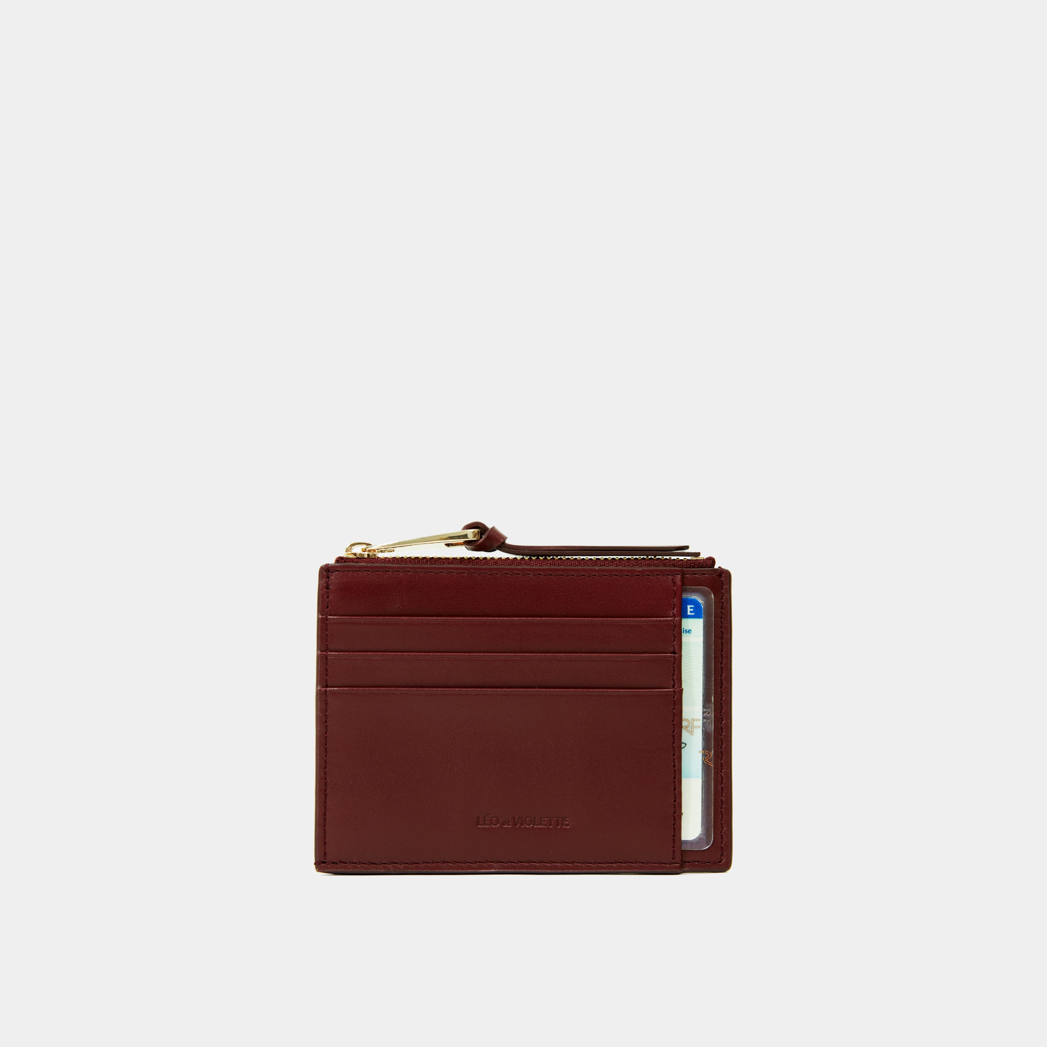 Le Porte-cartes ID Zippé - Léo et Violette #burgundy