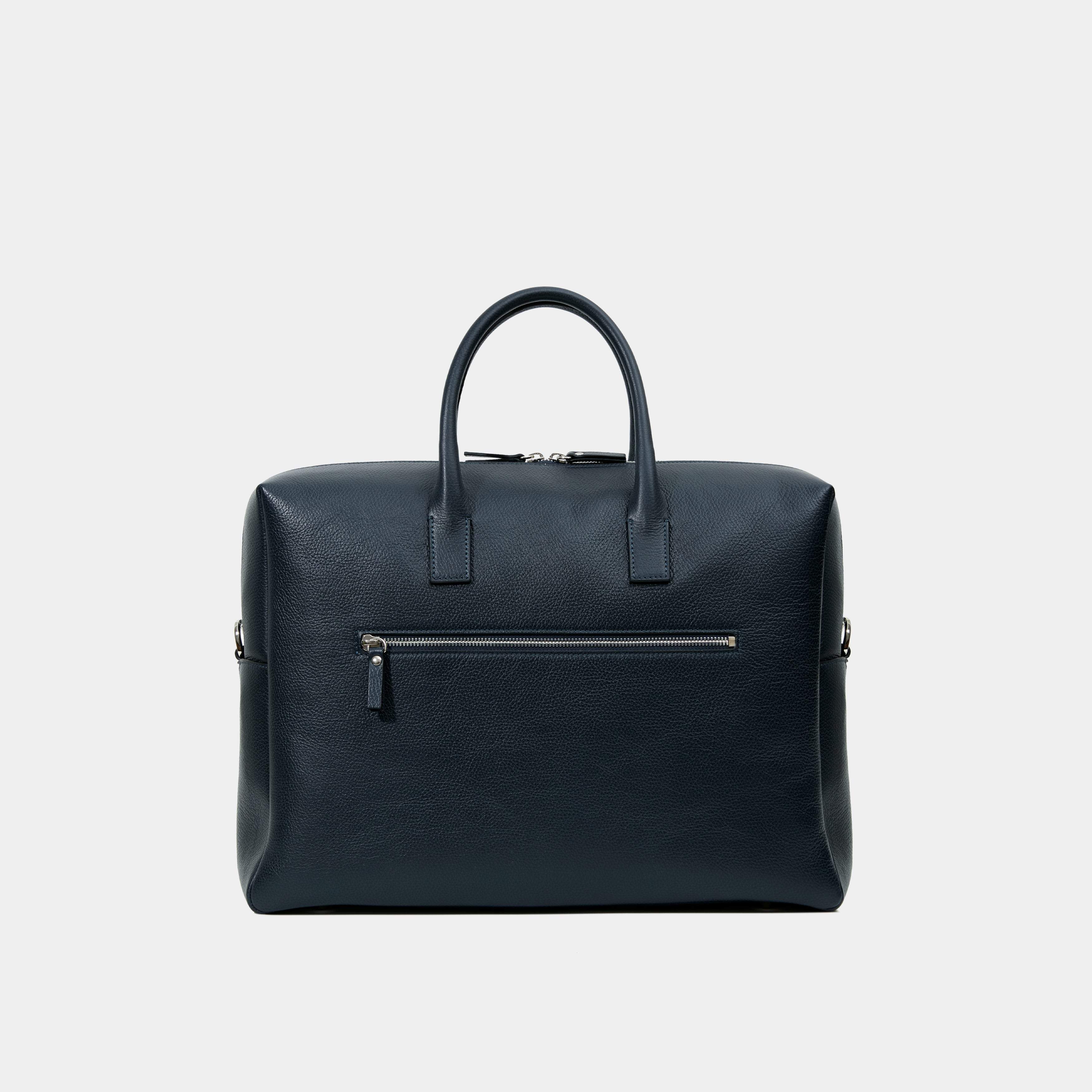 Le Compact Weekender - Léo et Violette #blue_pebbled_leather