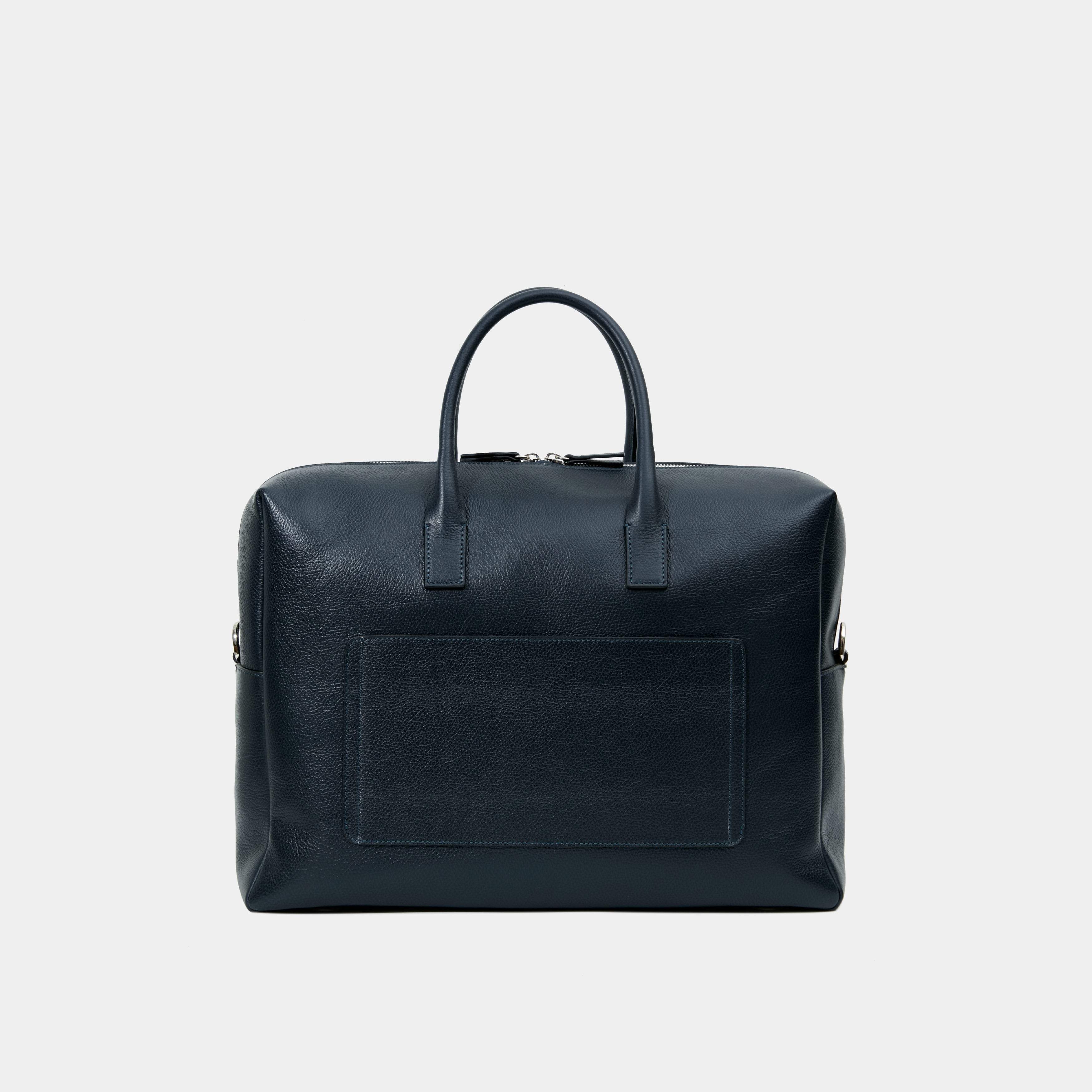 Le Compact Weekender - Léo et Violette #blue_pebbled_leather