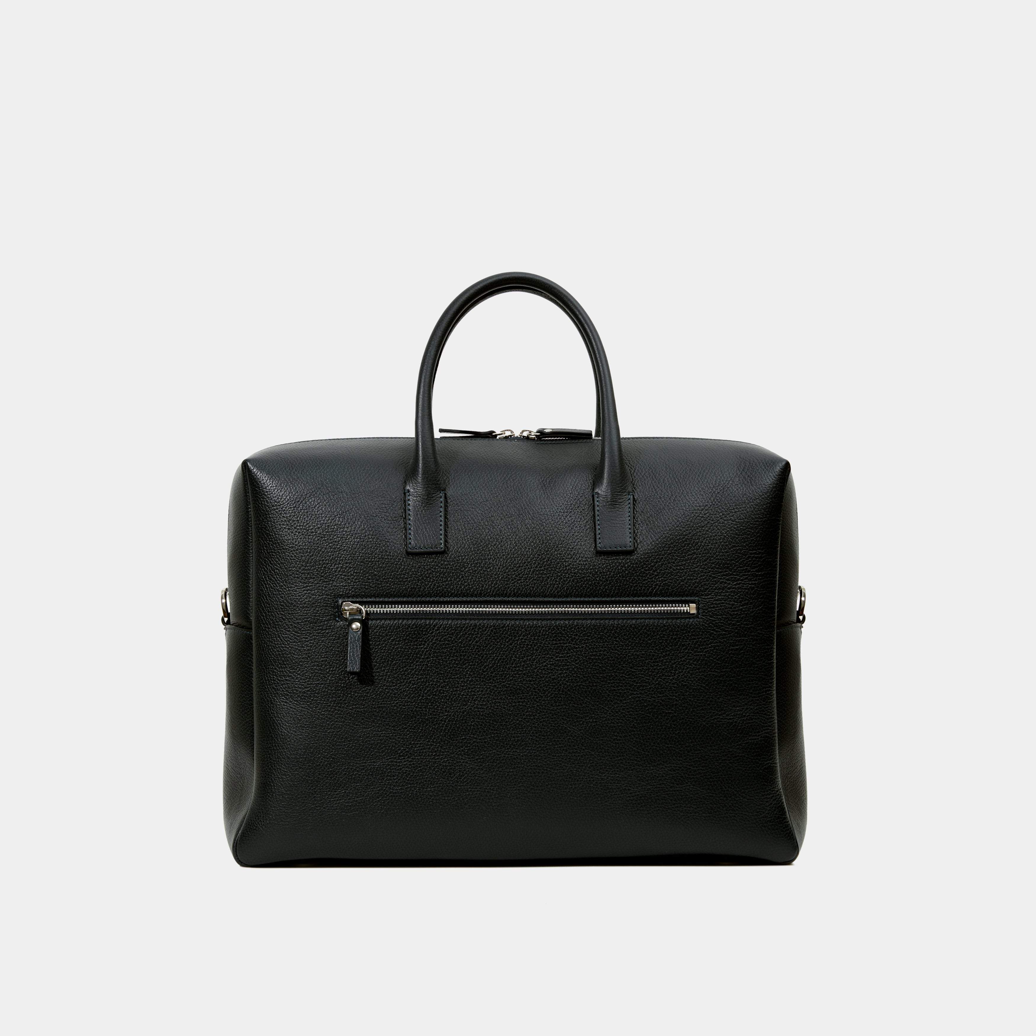 Le Compact Weekender - Léo et Violette #black_pebbled_leather