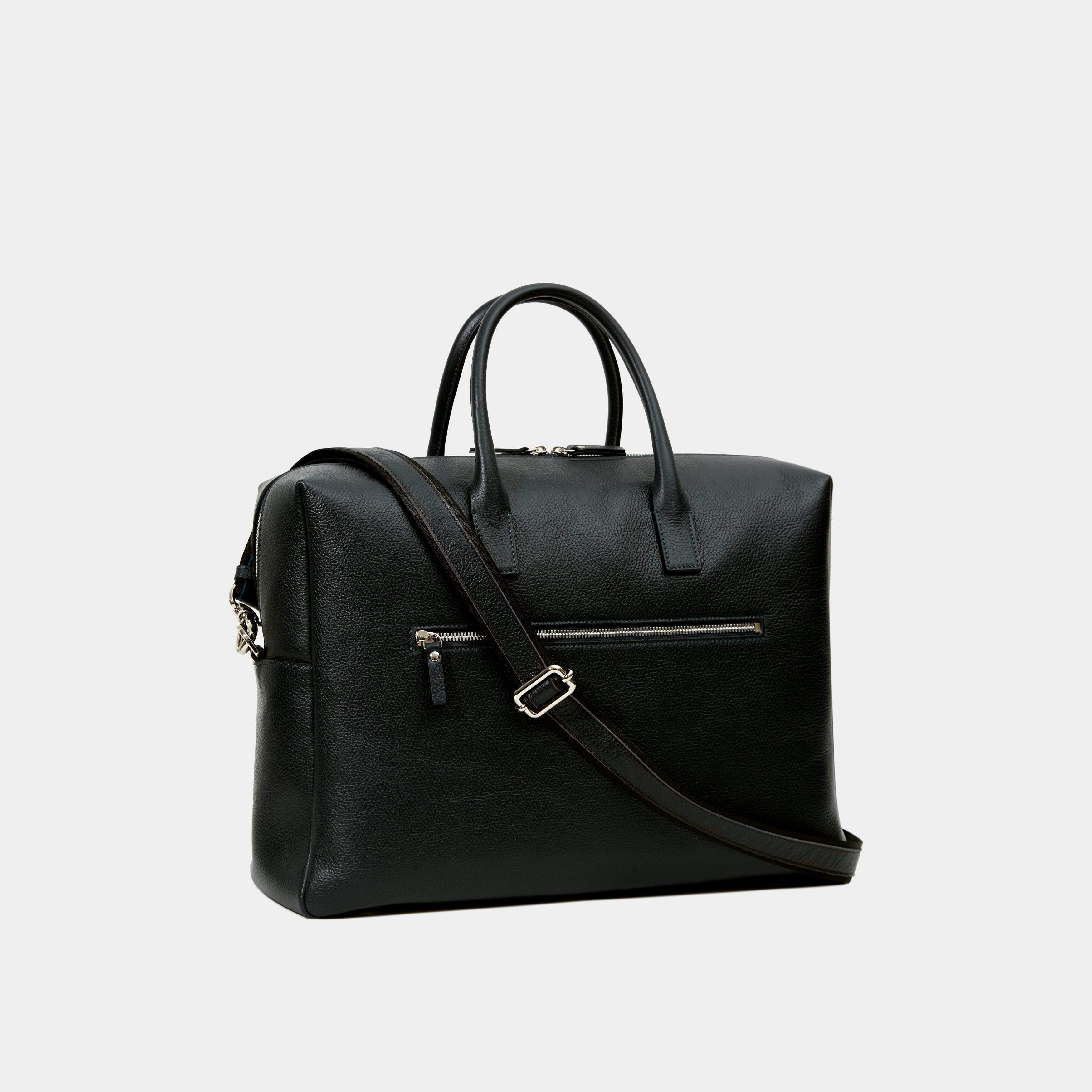 Le Compact Weekender - Léo et Violette #black_pebbled_leather