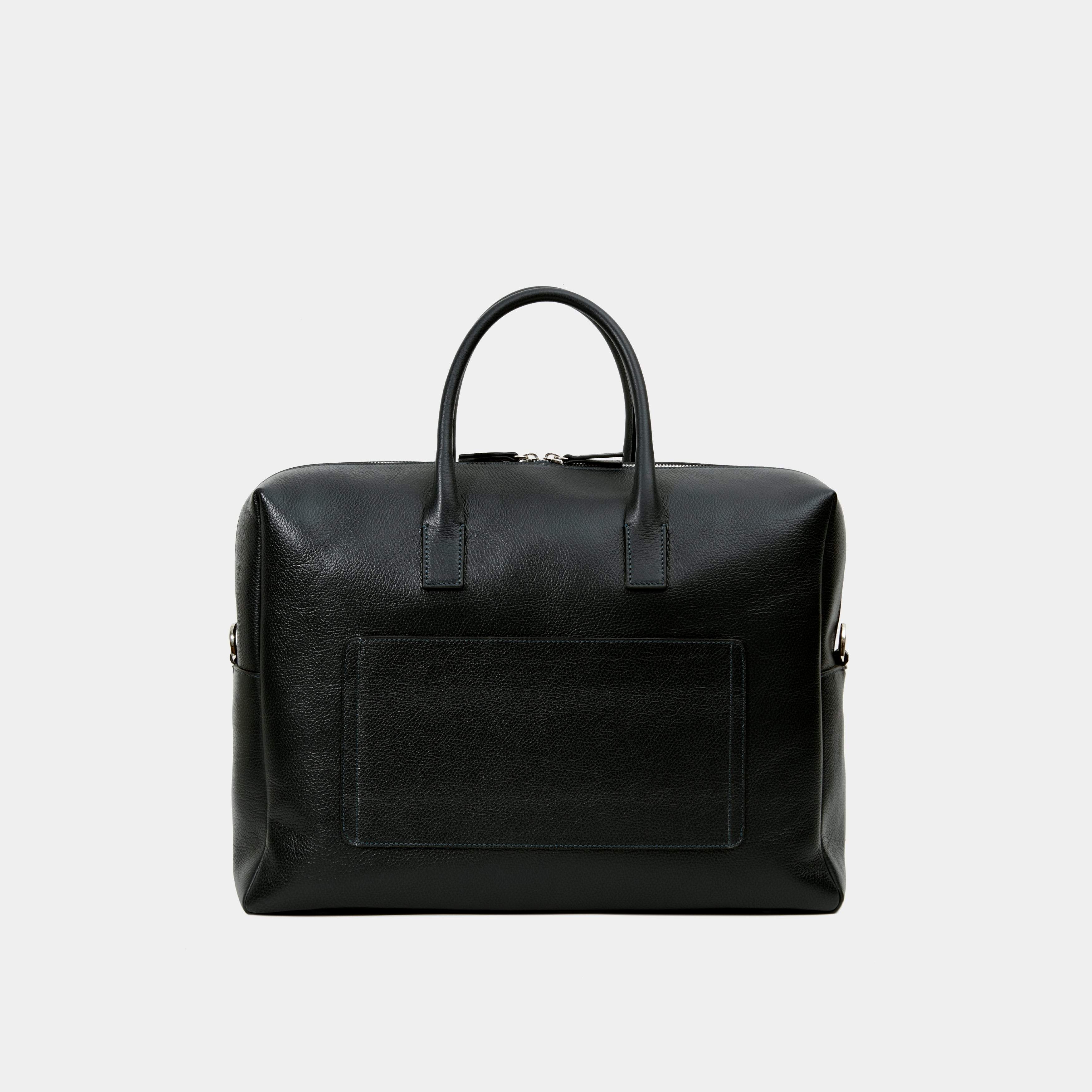 Le Compact Weekender - Léo et Violette #black_pebbled_leather