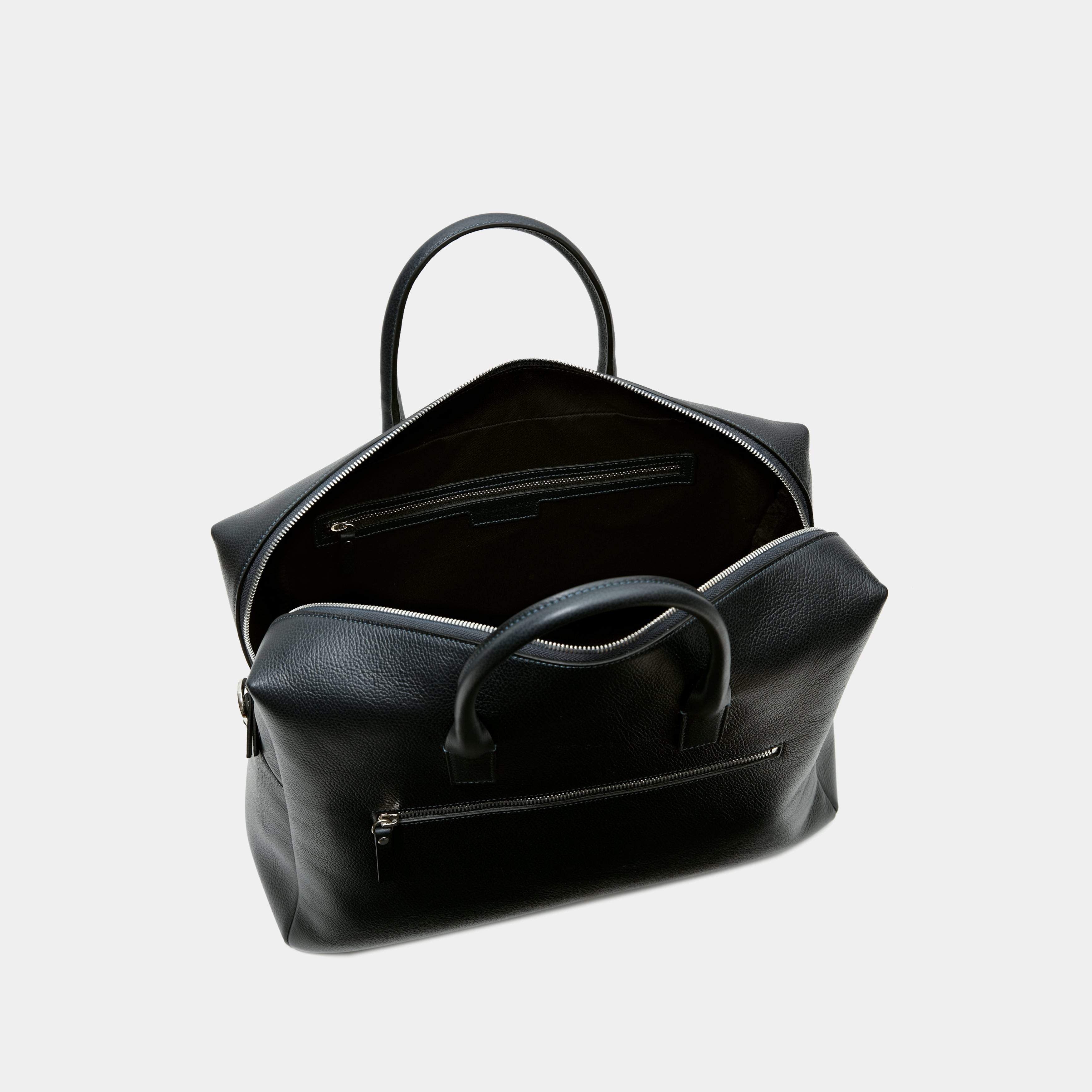 Le Compact Weekender - Léo et Violette #black_pebbled_leather