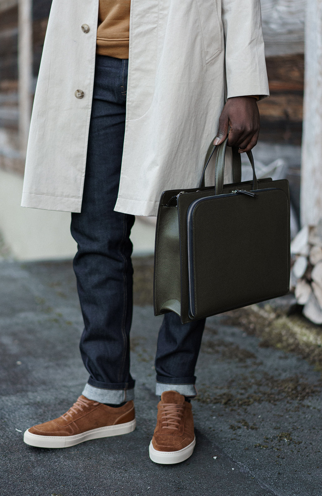 Le Nouveau Cartable - Léo et Violette #khaki_pebbled_leather