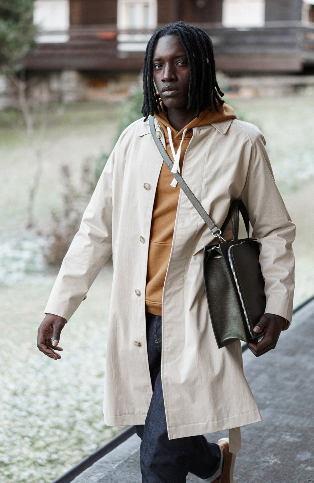 Le Nouveau Cartable - Léo et Violette #khaki_pebbled_leather