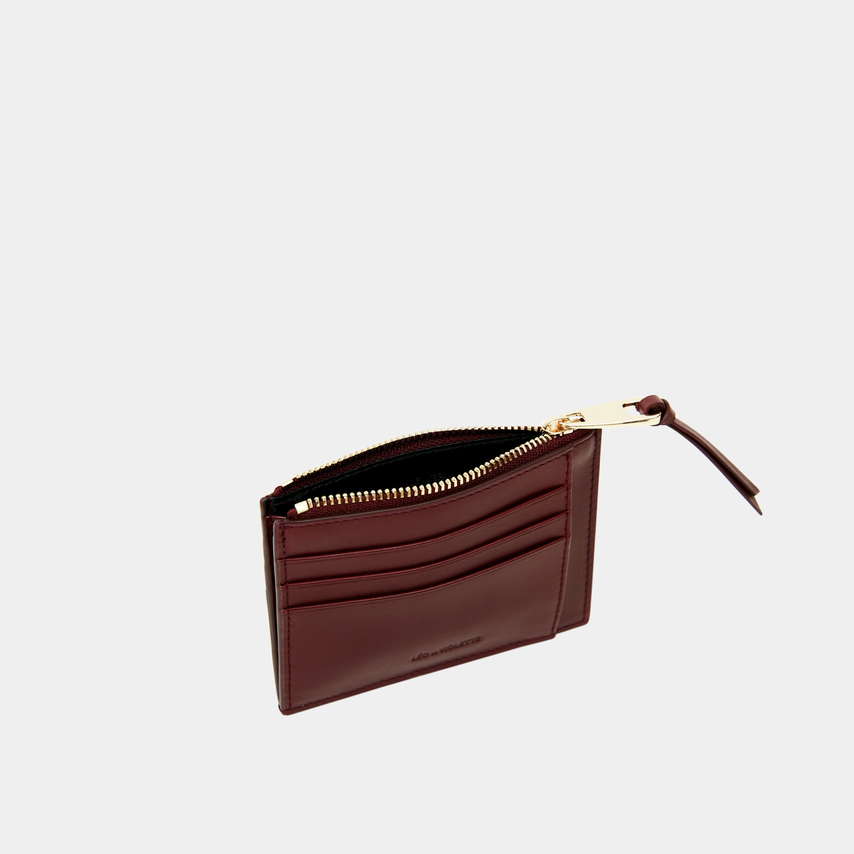 Le Porte-cartes ID Zippé - Léo et Violette #burgundy