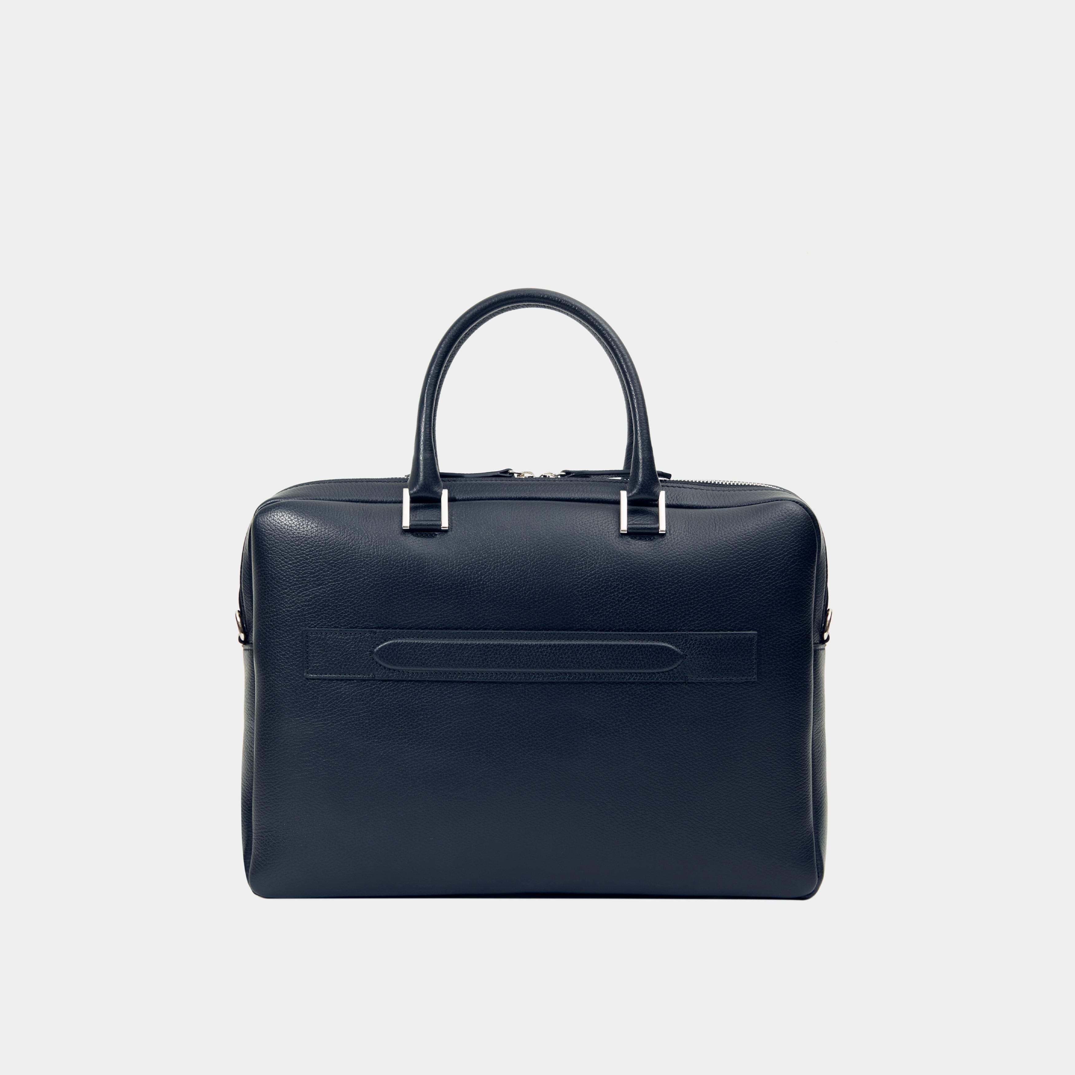 Le Slim Briefcase - Léo et Violette #blue_pebbled_leather